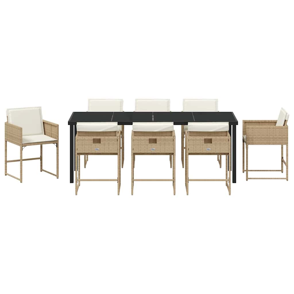 Ensemble de salle à manger pour jardin 9 pcs Beige polyrotin - XIOS