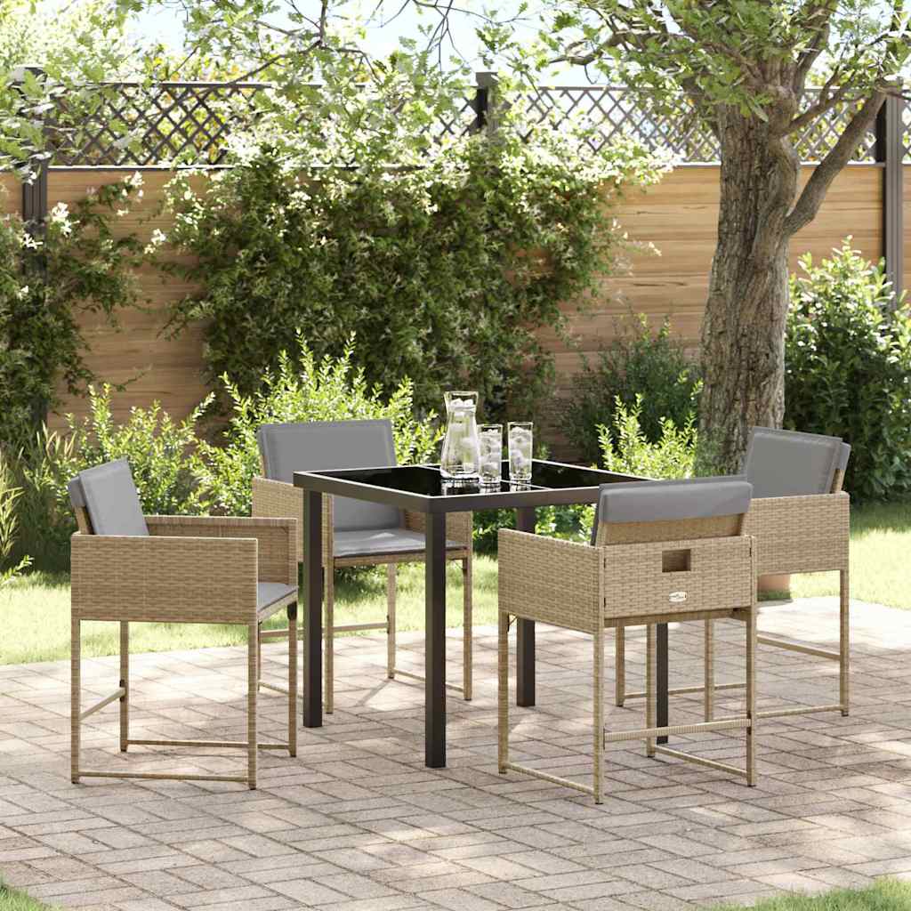 Ensemble de salle à manger pour jardin 5 pcs Beige polyrotin - XIOS