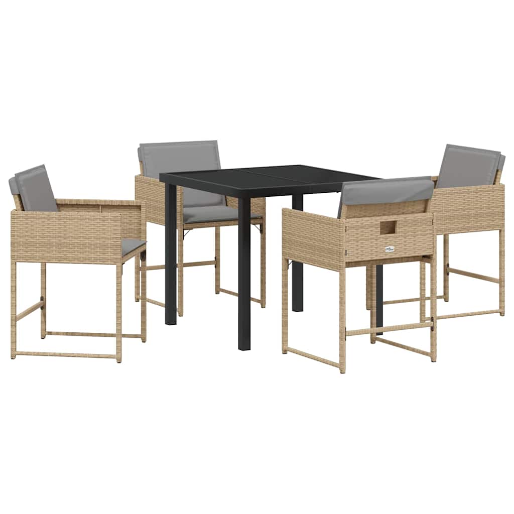 Ensemble de salle à manger pour jardin 5 pcs Beige polyrotin - XIOS