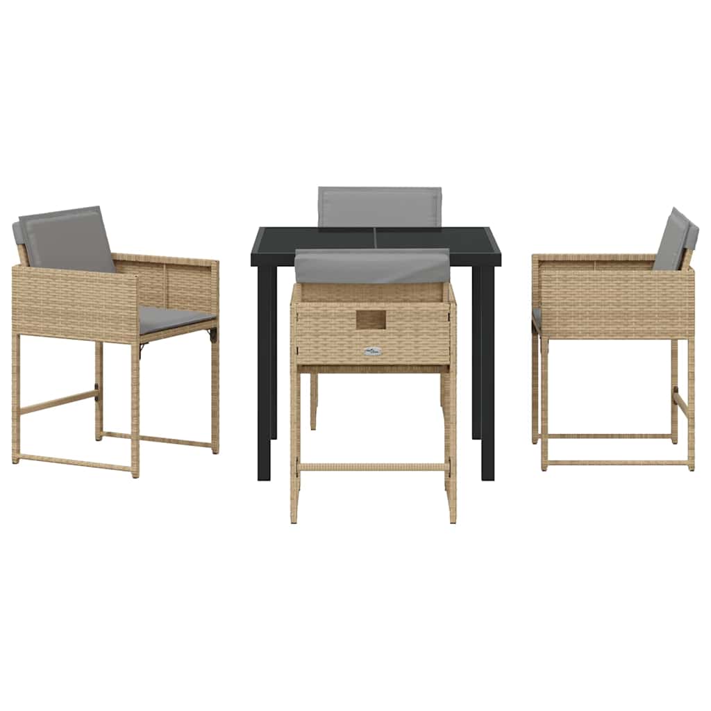 Ensemble de salle à manger pour jardin 5 pcs Beige polyrotin - XIOS
