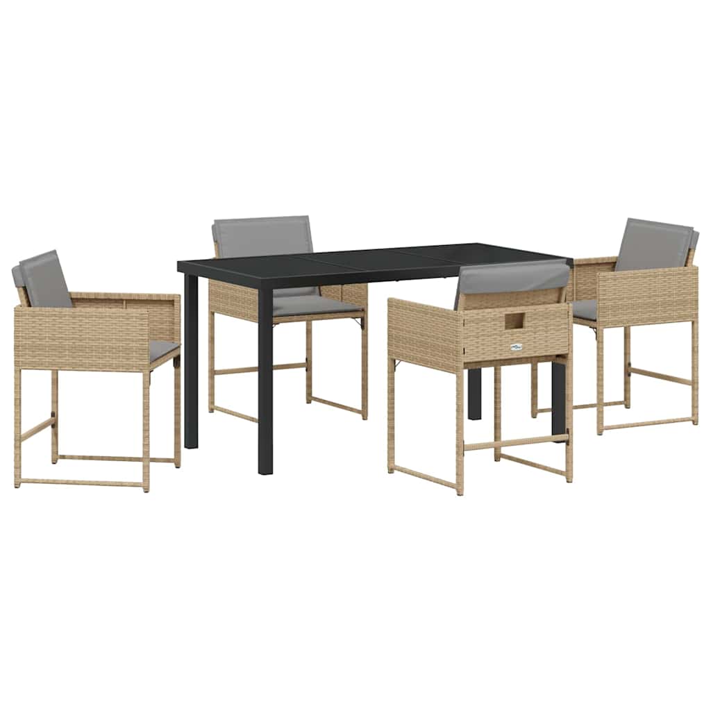 Ensemble de salle à manger pour jardin 5 pcs Beige polyrotin - XIOS