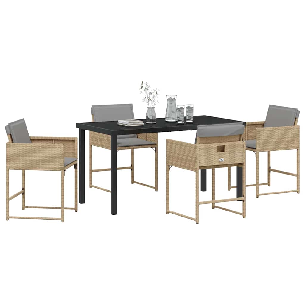 Ensemble de salle à manger pour jardin 5 pcs Beige polyrotin - XIOS