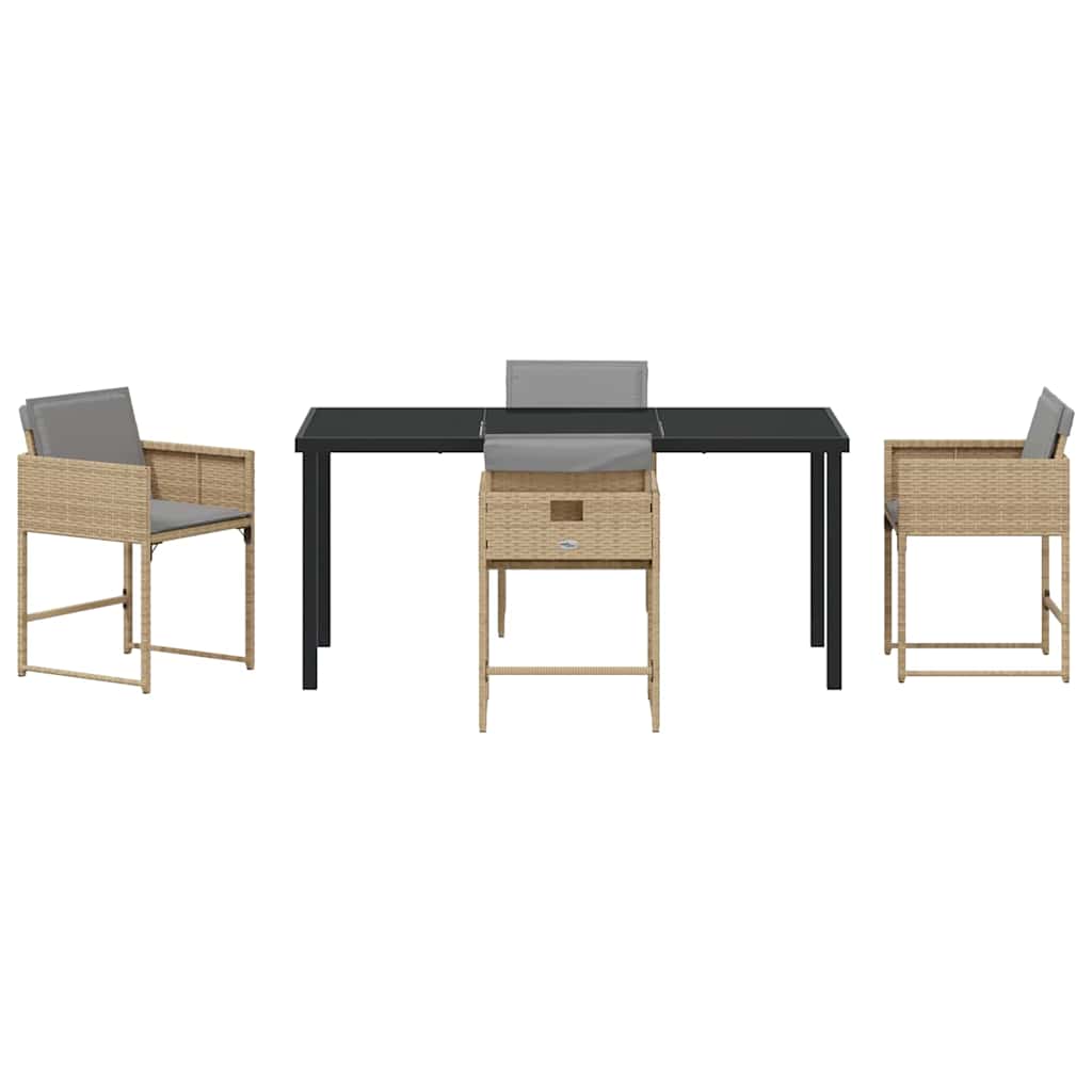 Ensemble de salle à manger pour jardin 5 pcs Beige polyrotin - XIOS