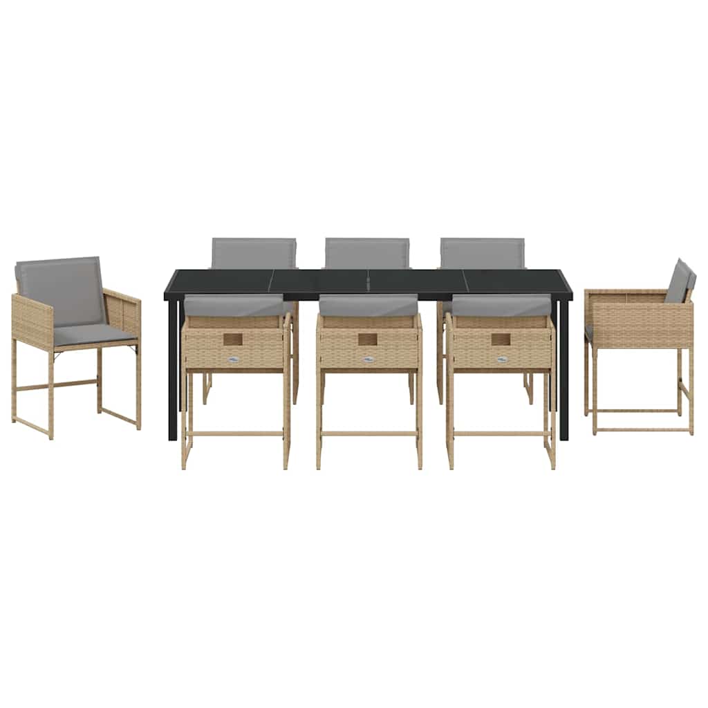 Ensemble de salle à manger pour jardin 9 pcs Beige polyrotin - XIOS