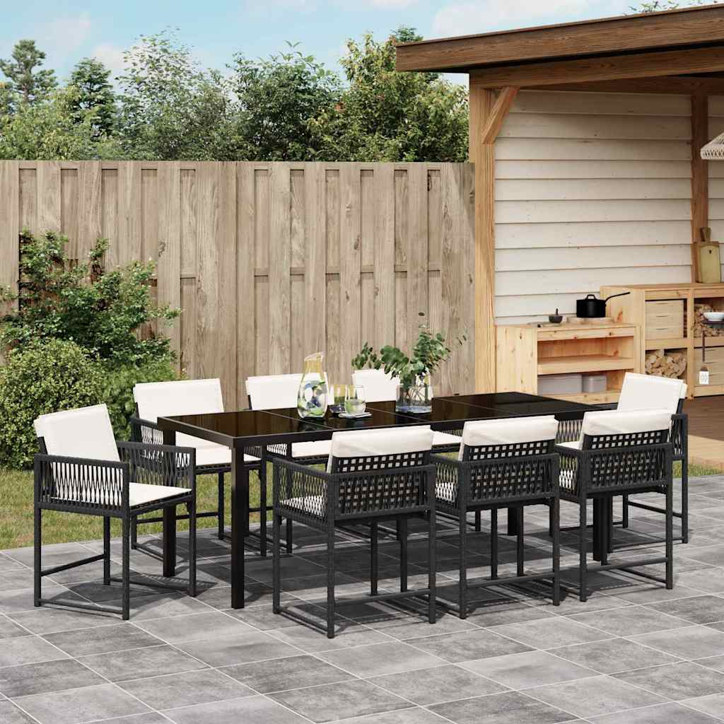 Ensemble de salle à manger pour jardin 9 pcs Noir polyrotin - XIOS