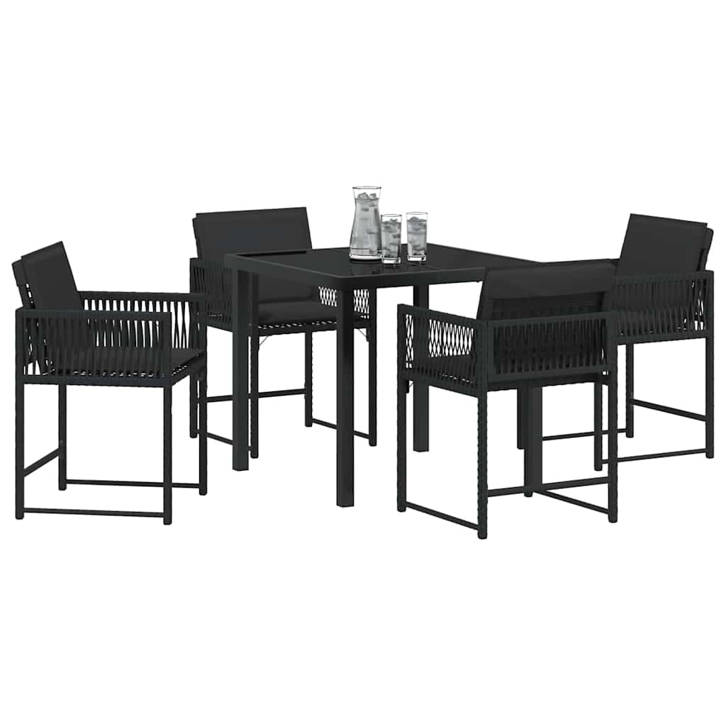 Ensemble de salle à manger pour jardin 5 pcs Noir polyrotin - XIOS