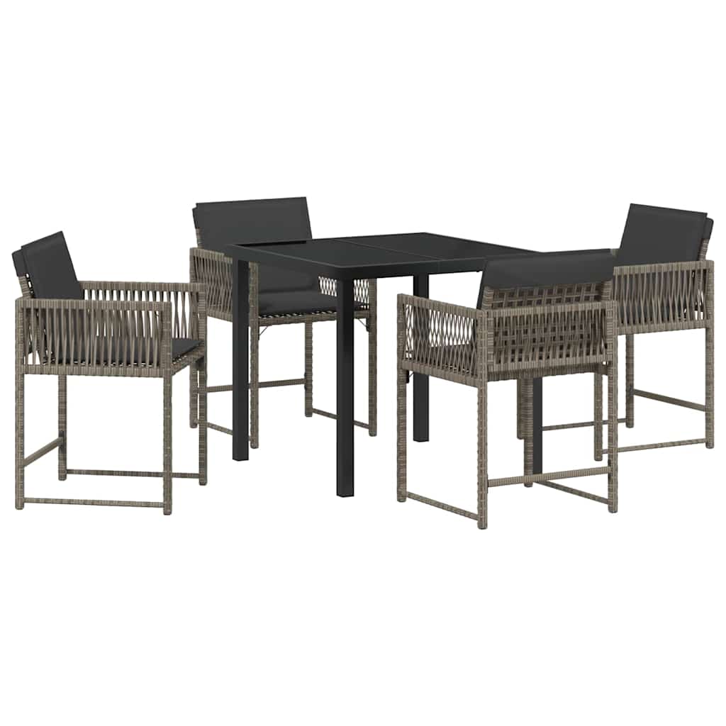 Ensemble de salle à manger pour jardin 5 pcs Gris polyrotin - XIOS