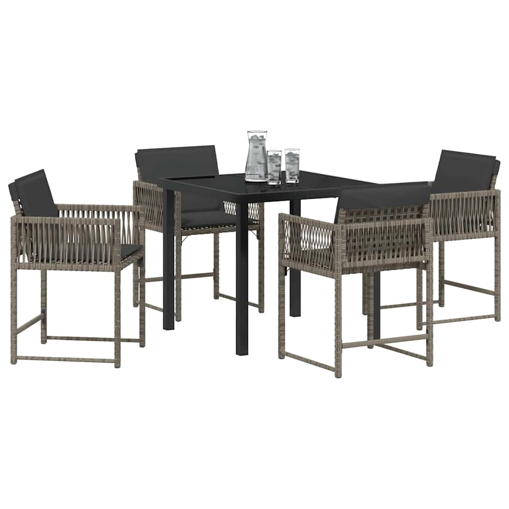 Ensemble de salle à manger pour jardin 5 pcs Gris polyrotin - XIOS