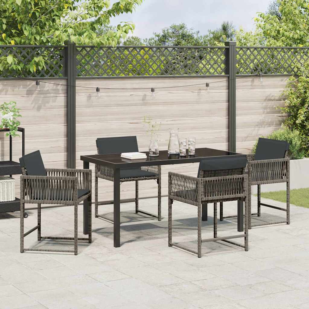 Ensemble de salle à manger pour jardin 5 pcs Gris polyrotin - XIOS