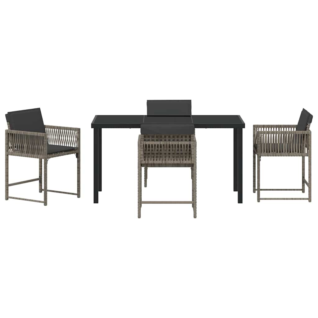 Ensemble de salle à manger pour jardin 5 pcs Gris polyrotin - XIOS
