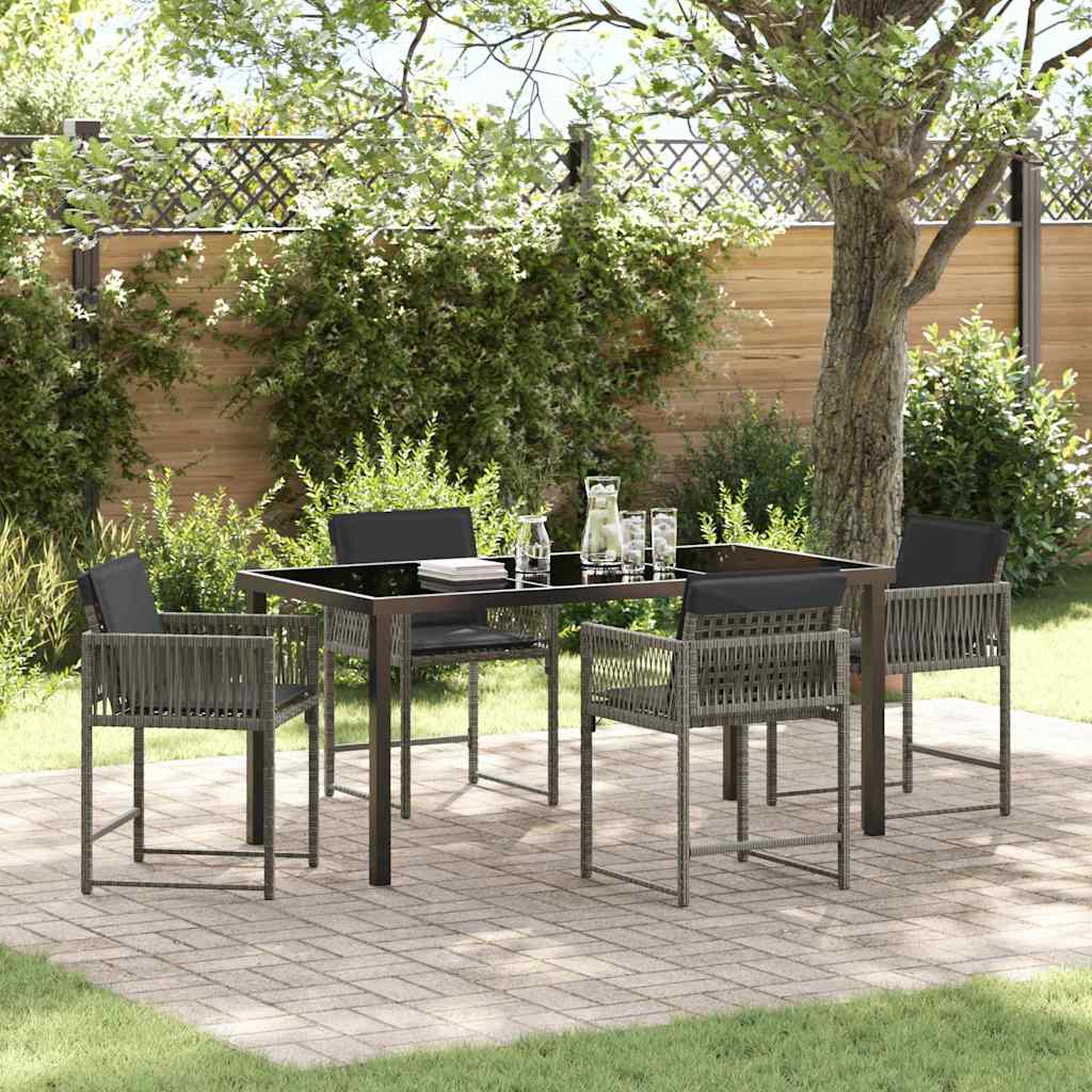 Ensemble de salle à manger pour jardin 5 pcs Gris polyrotin - XIOS