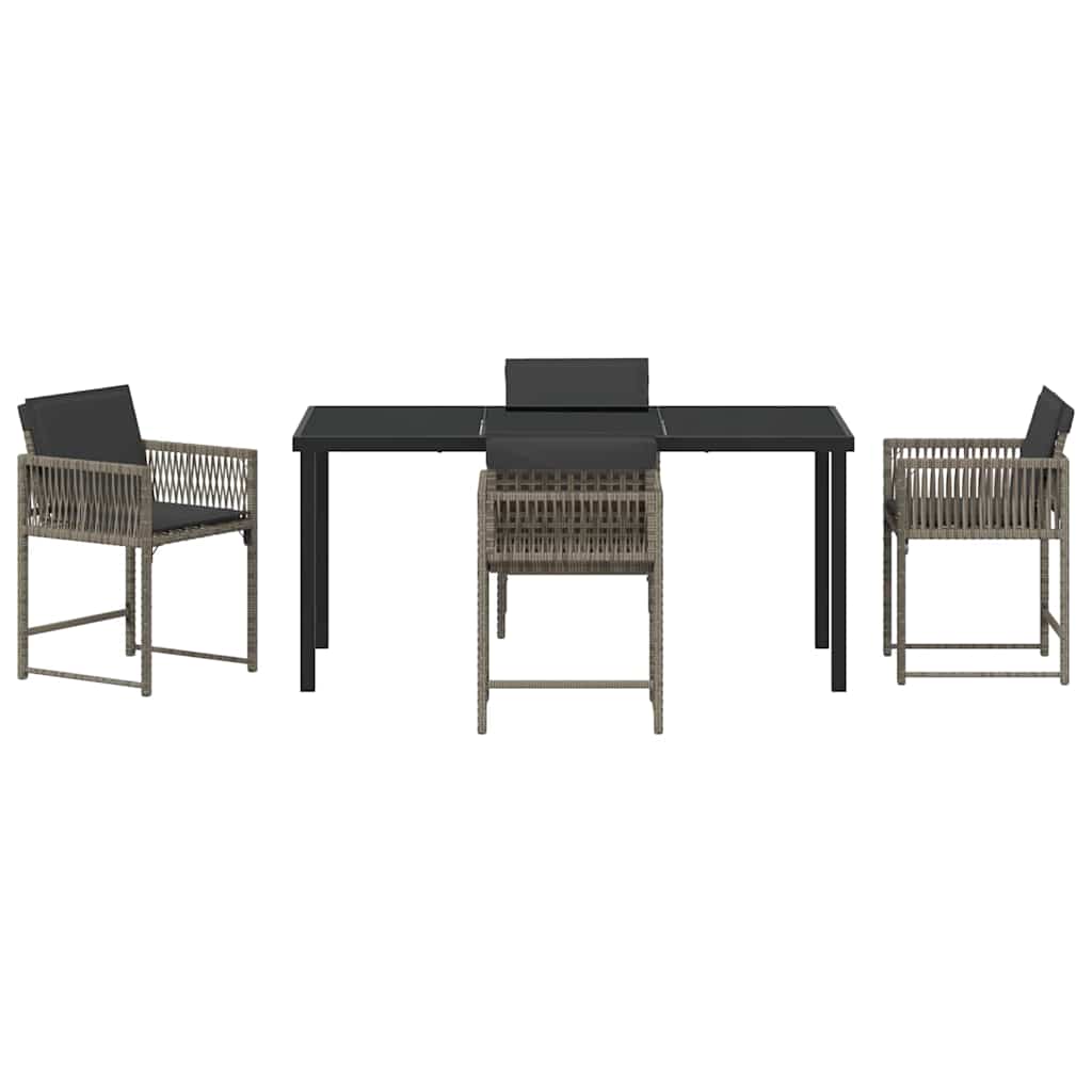 Ensemble de salle à manger pour jardin 5 pcs Gris polyrotin - XIOS