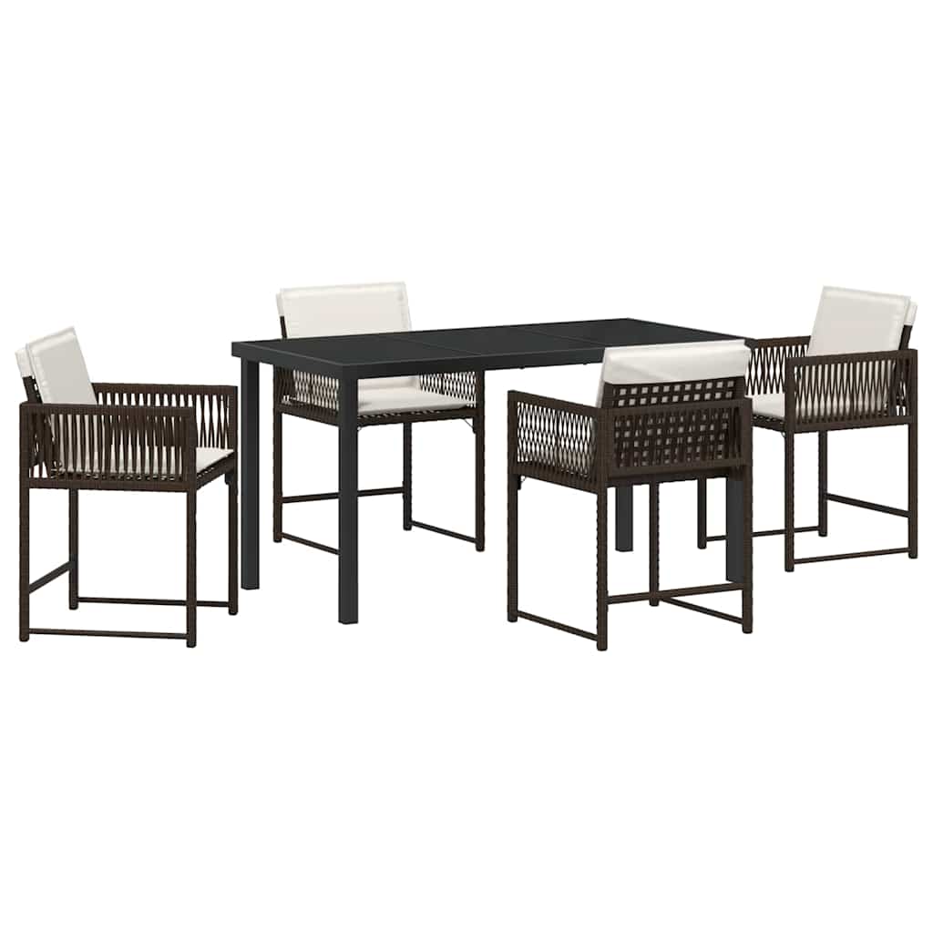 Ensemble de salle à manger pour jardin 5 pcs Marron polyrotin - XIOS
