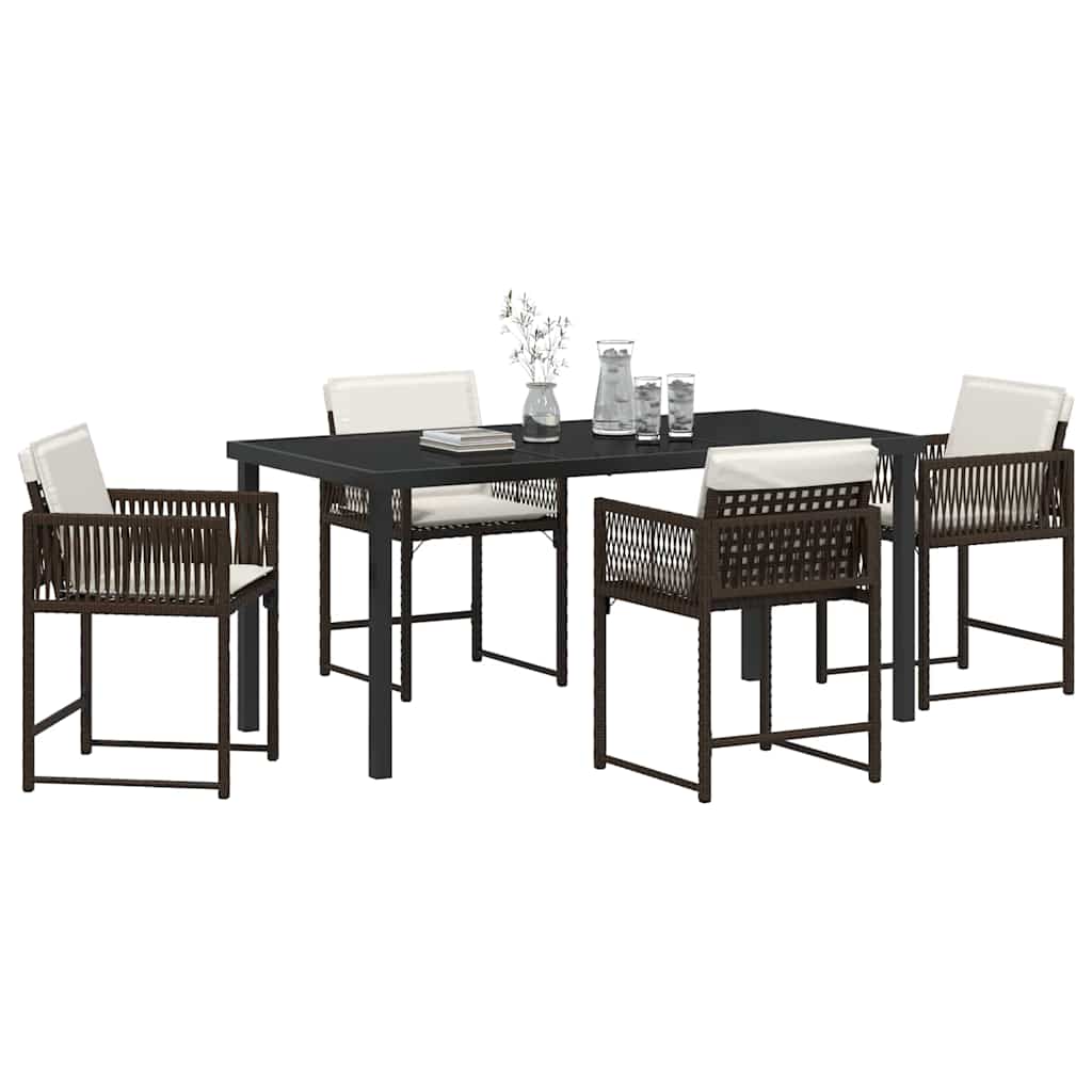 Ensemble de salle à manger pour jardin 5 pcs Marron polyrotin - XIOS