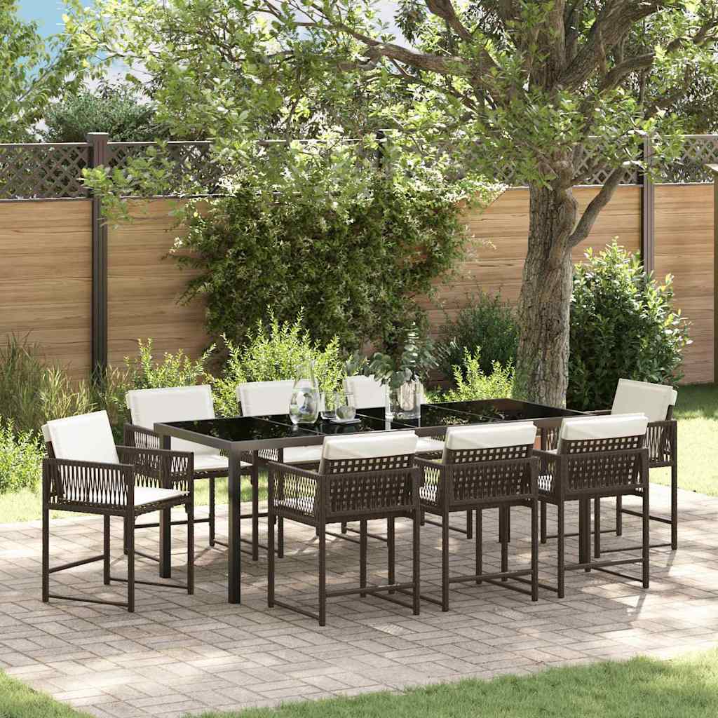 Ensemble de salle à manger pour jardin 9 pcs Marron polyrotin - XIOS