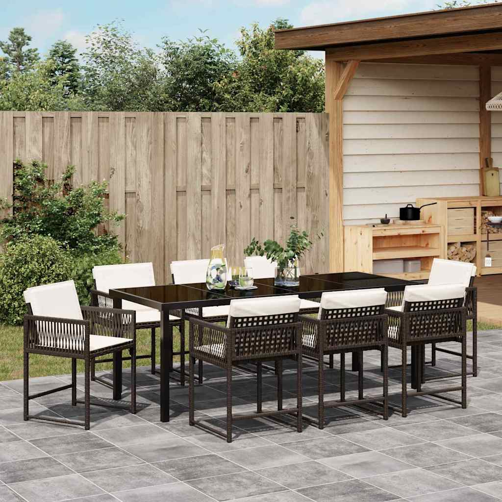 Ensemble de salle à manger pour jardin 9 pcs Marron polyrotin - XIOS