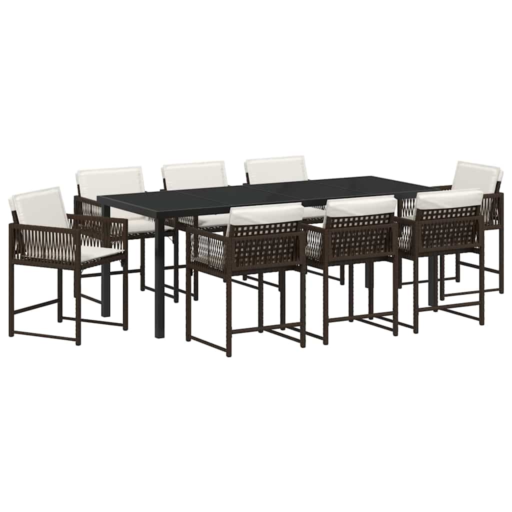 Ensemble de salle à manger pour jardin 9 pcs Marron polyrotin - XIOS
