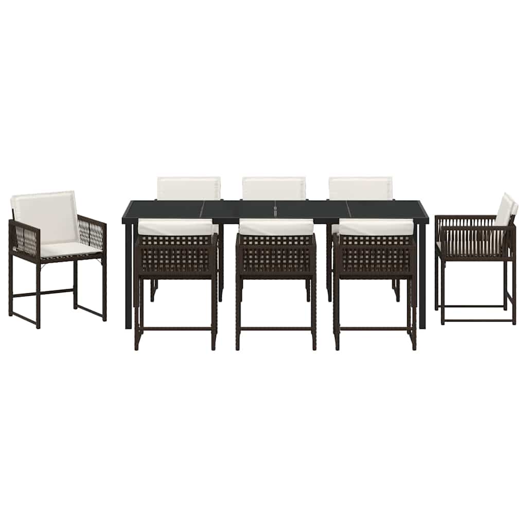 Ensemble de salle à manger pour jardin 9 pcs Marron polyrotin - XIOS
