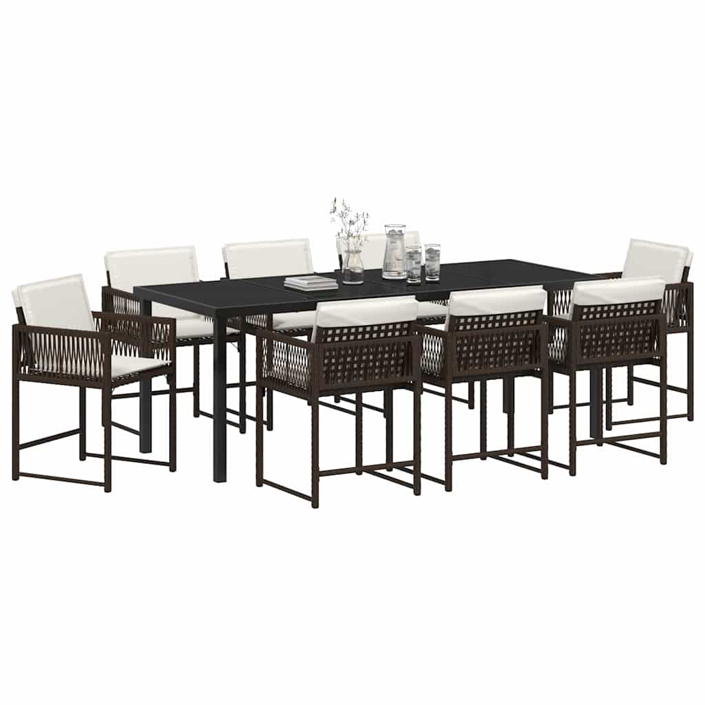 Ensemble de salle à manger pour jardin 9 pcs Marron polyrotin - XIOS