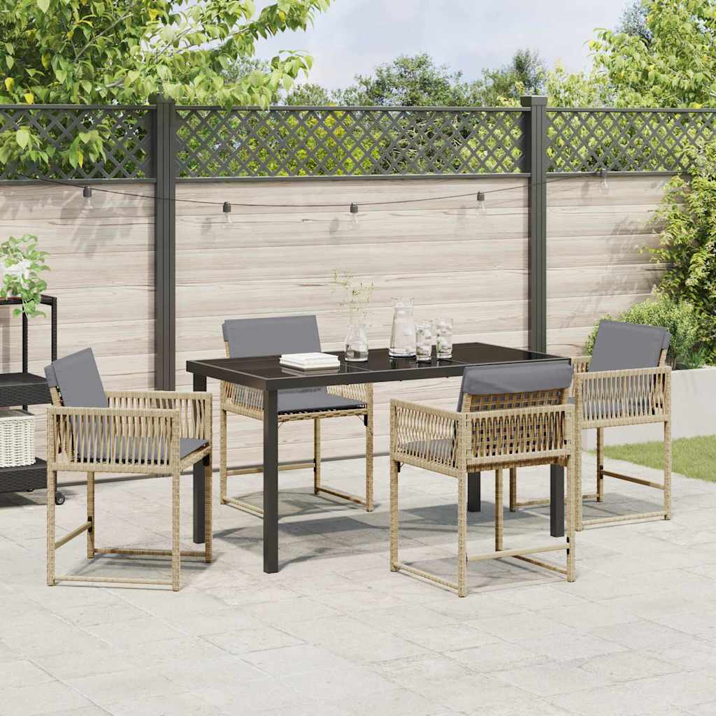 Ensemble de salle à manger pour jardin 5 pcs Beige polyrotin - XIOS