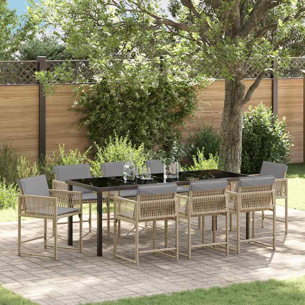 Ensemble de salle à manger pour jardin 9 pcs Beige polyrotin - XIOS