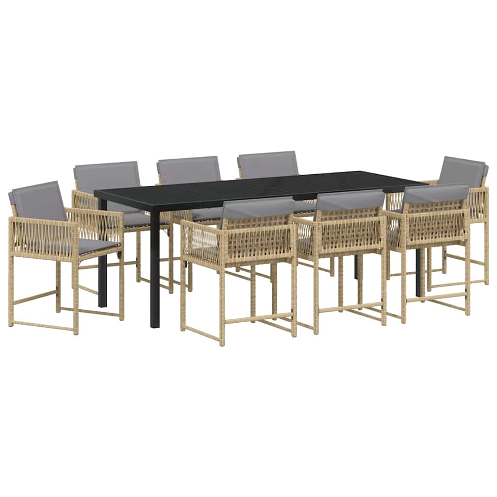 Ensemble de salle à manger pour jardin 9 pcs Beige polyrotin - XIOS