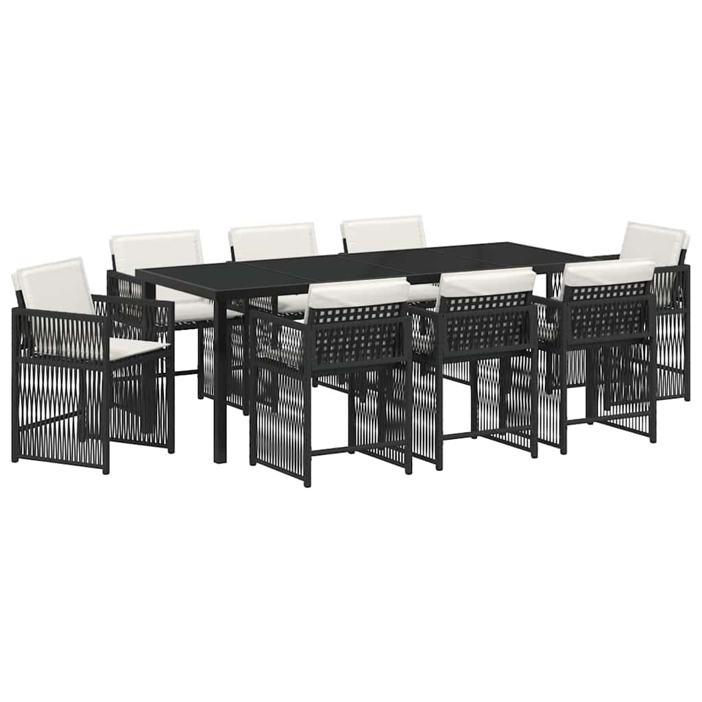 Ensemble de salle à manger pour jardin 9 pcs Noir polyrotin - XIOS