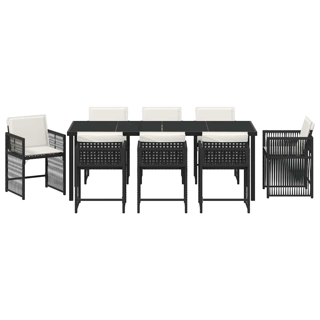 Ensemble de salle à manger pour jardin 9 pcs Noir polyrotin - XIOS
