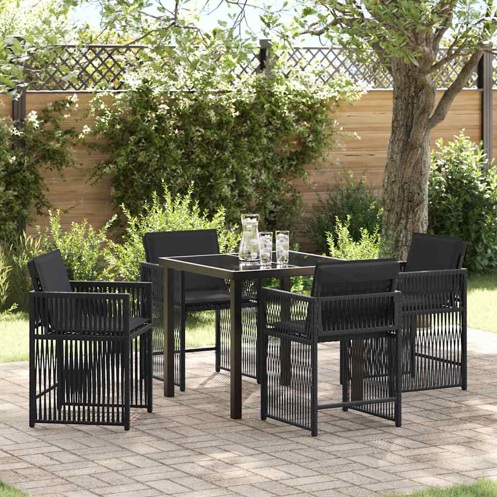 Ensemble de salle à manger pour jardin 5 pcs Noir polyrotin - XIOS