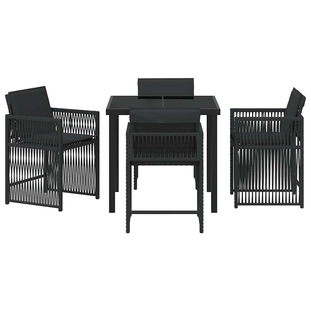 Ensemble de salle à manger pour jardin 5 pcs Noir polyrotin - XIOS