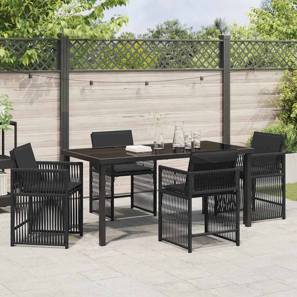 Ensemble de salle à manger pour jardin 5 pcs Noir polyrotin - XIOS