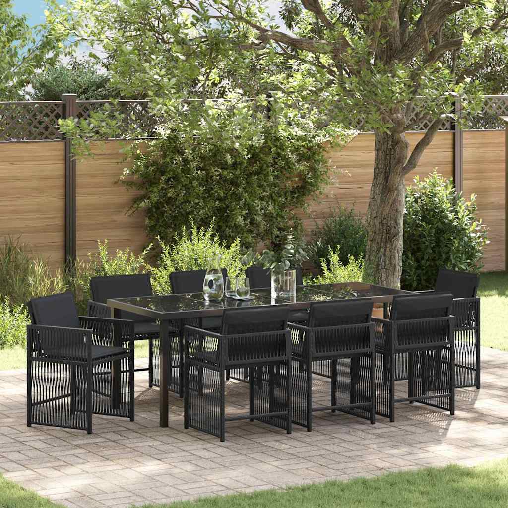 Ensemble de salle à manger pour jardin 9 pcs Noir polyrotin - XIOS
