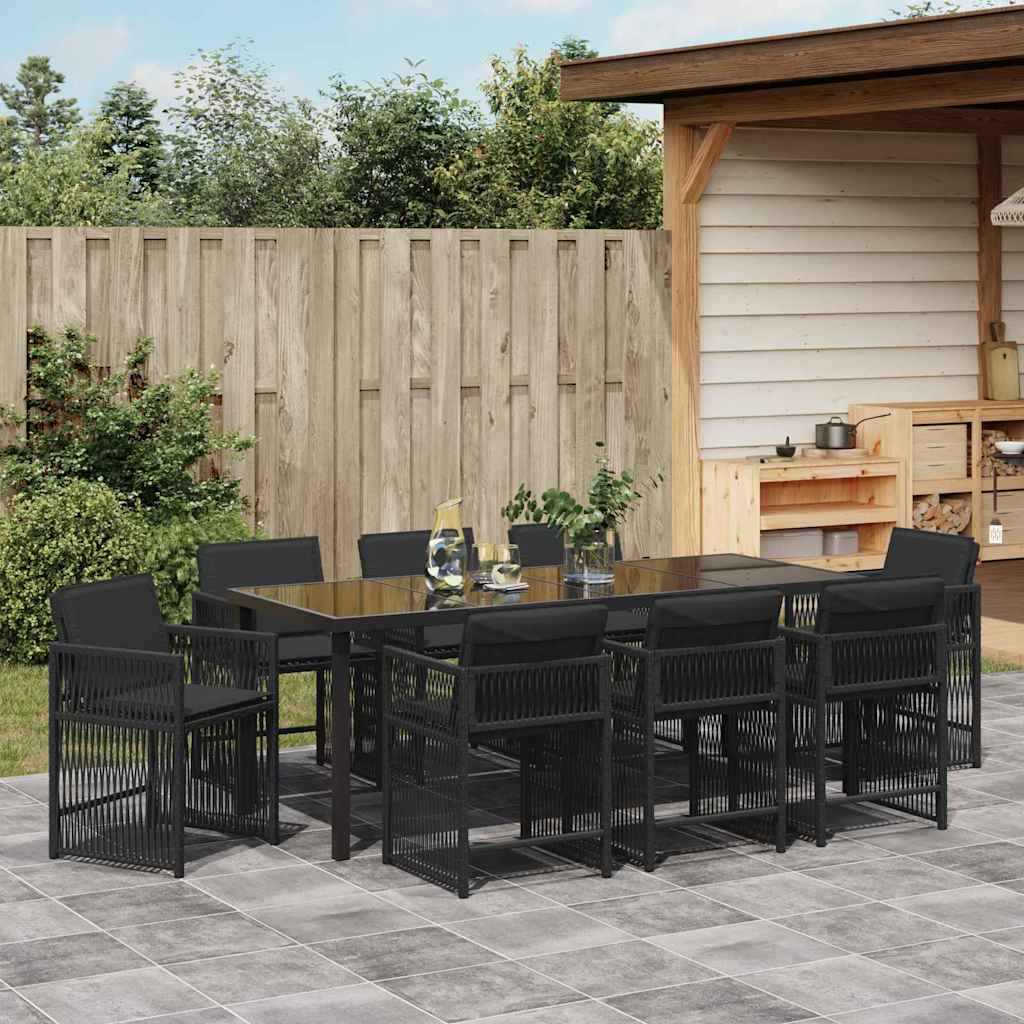 Ensemble de salle à manger pour jardin 9 pcs Noir polyrotin - XIOS