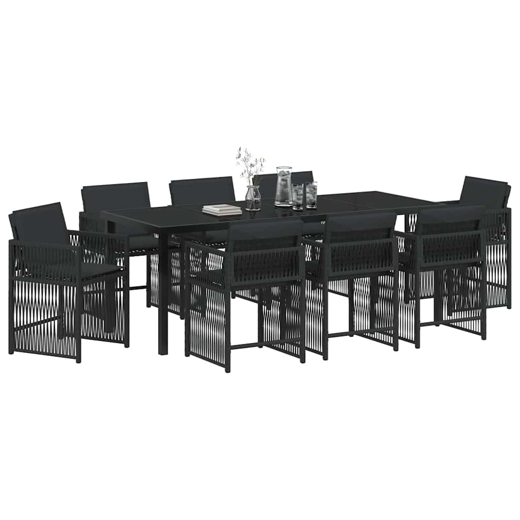 Ensemble de salle à manger pour jardin 9 pcs Noir polyrotin - XIOS