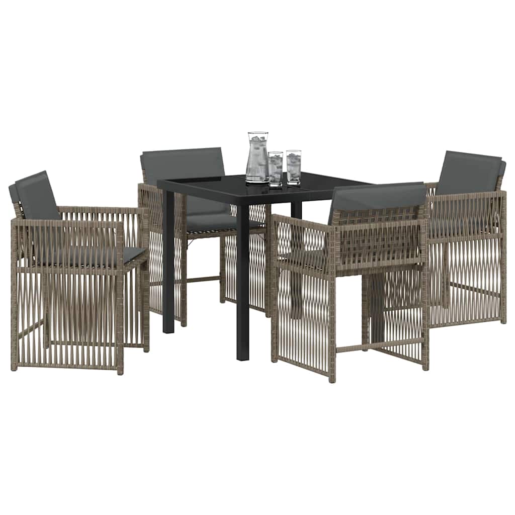 Ensemble de salle à manger pour jardin 5 pcs Gris polyrotin - XIOS
