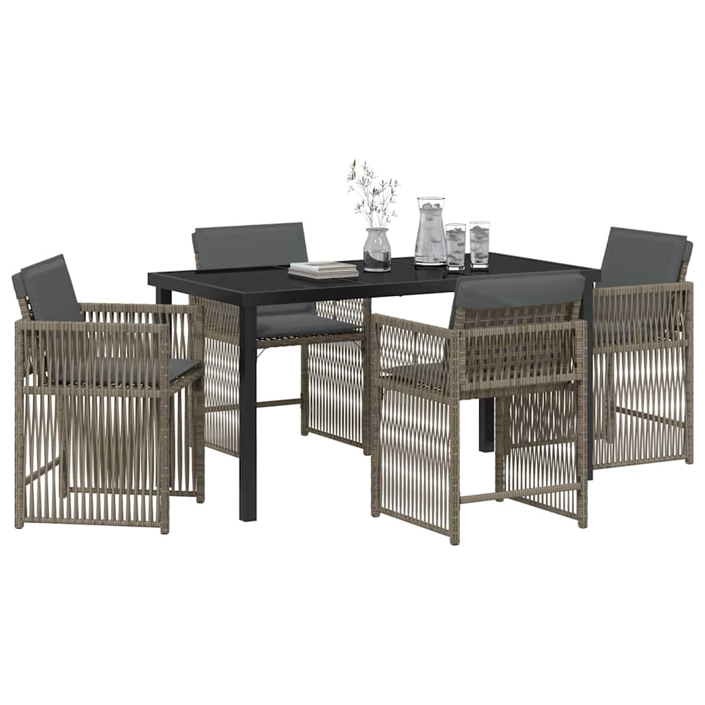 Ensemble de salle à manger pour jardin 5 pcs Gris polyrotin - XIOS
