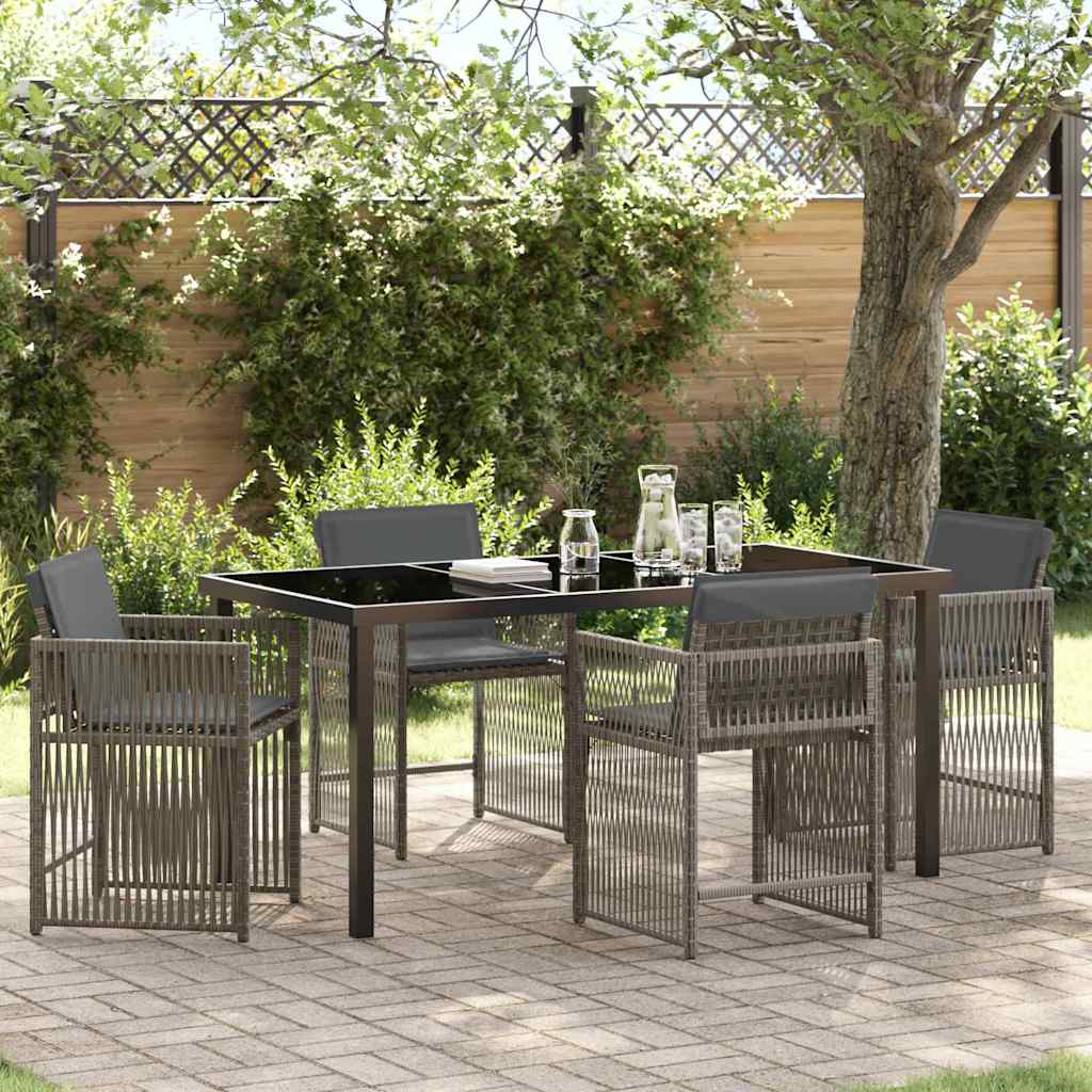 Ensemble de salle à manger pour jardin 5 pcs Gris polyrotin - XIOS