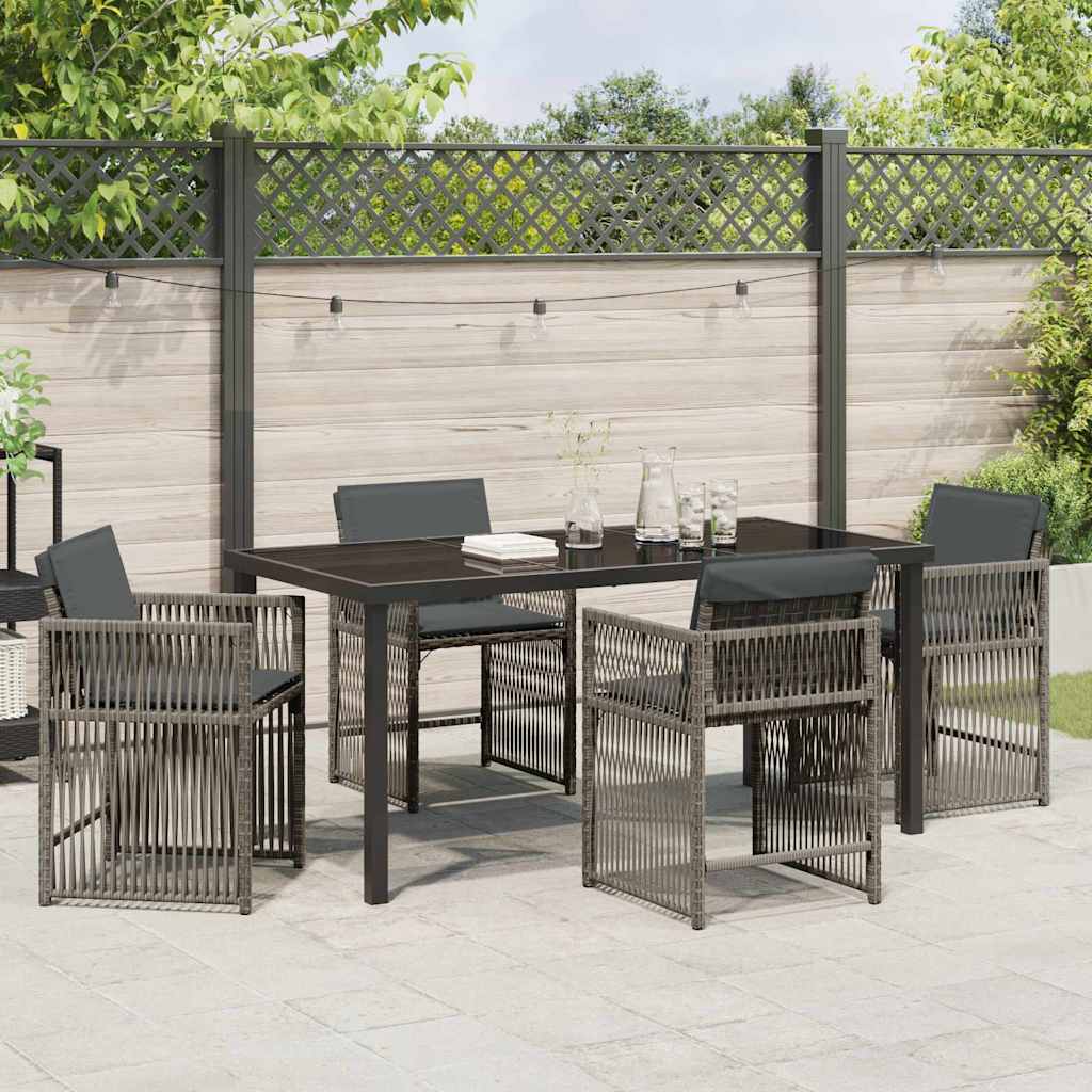 Ensemble de salle à manger pour jardin 5 pcs Gris polyrotin - XIOS