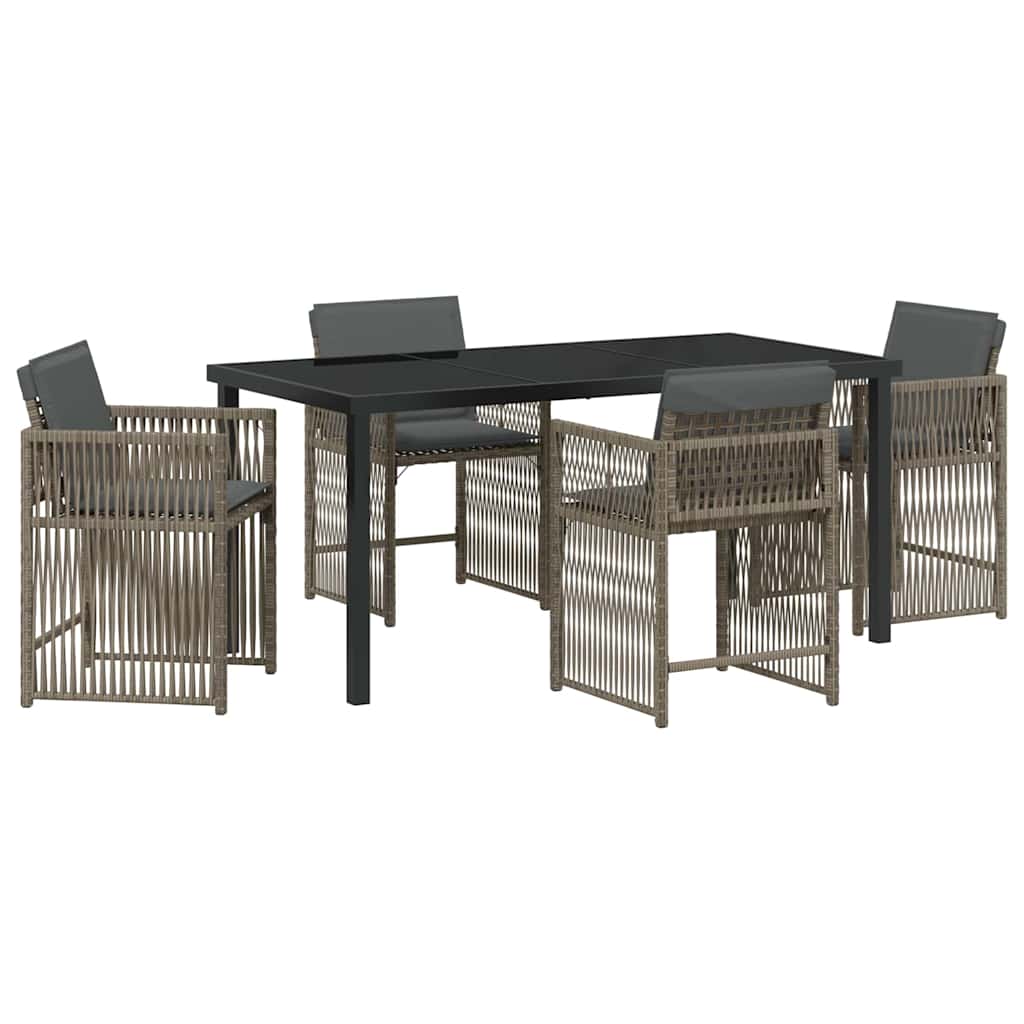 Ensemble de salle à manger pour jardin 5 pcs Gris polyrotin - XIOS