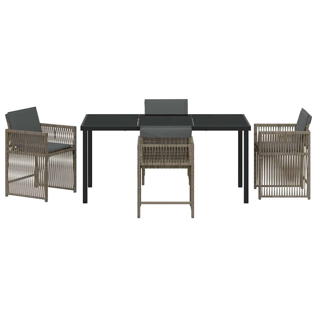 Ensemble de salle à manger pour jardin 5 pcs Gris polyrotin - XIOS