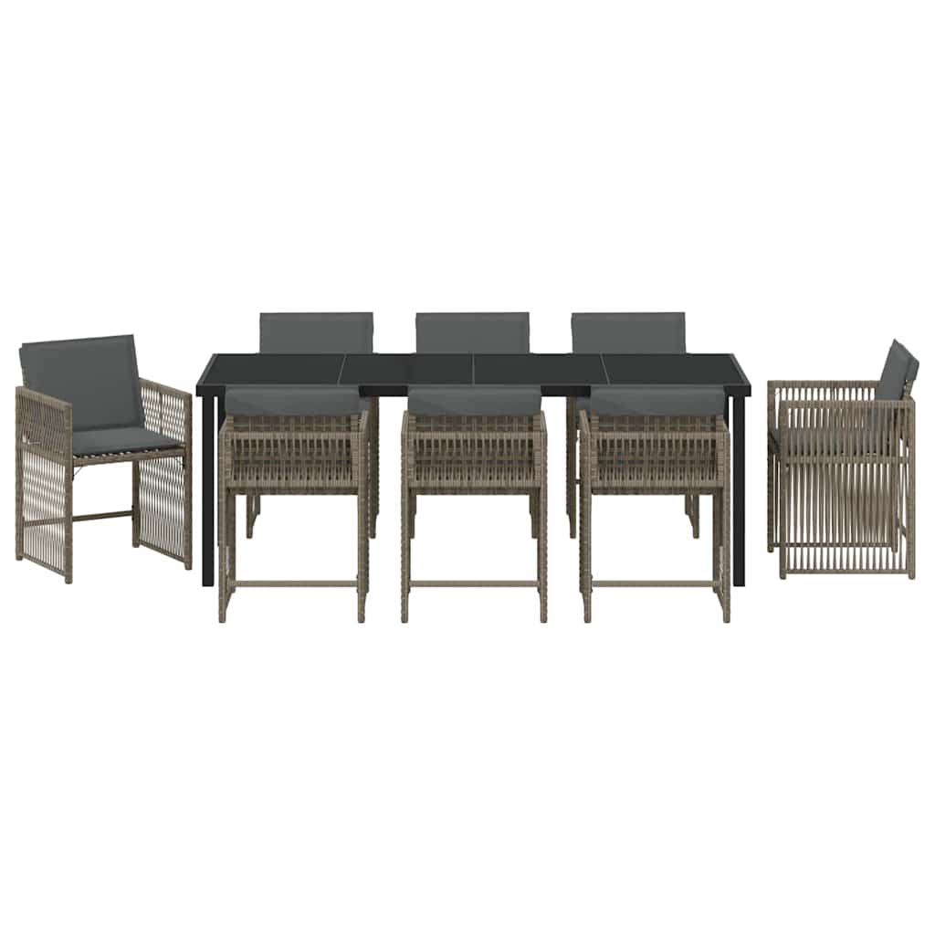 Ensemble de salle à manger pour jardin 9 pcs Gris polyrotin - XIOS