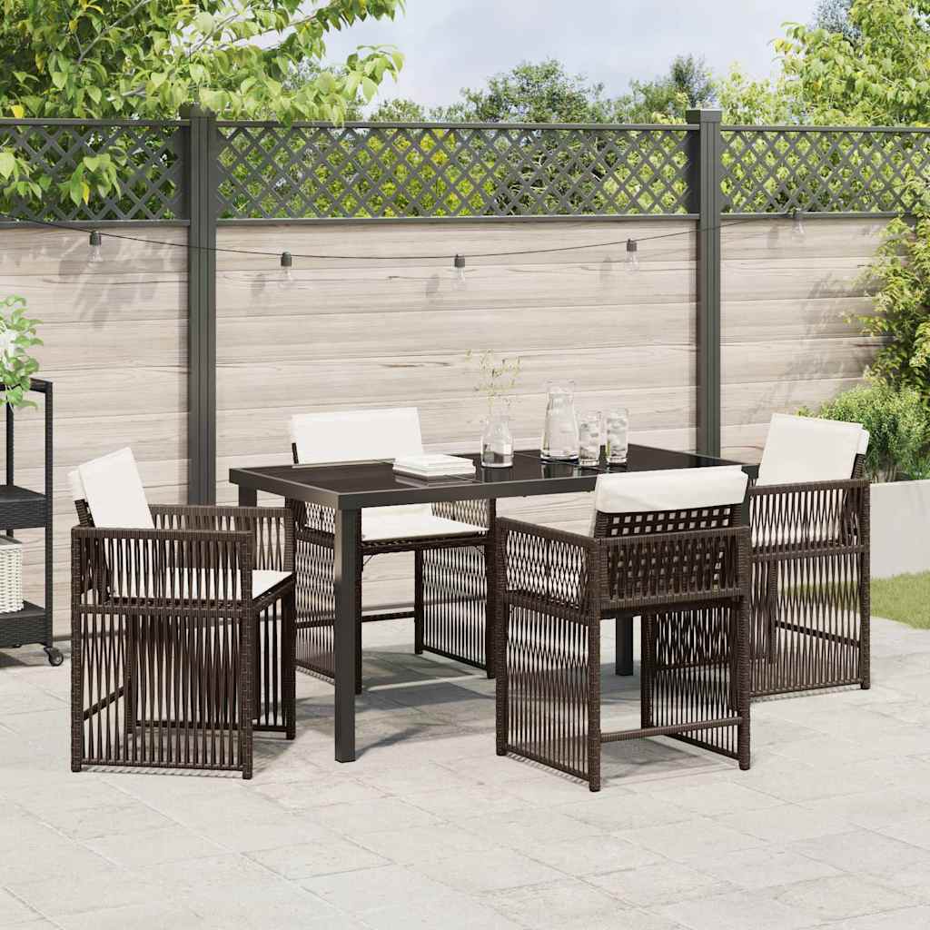 Ensemble de salle à manger pour jardin 5 pcs Marron polyrotin - XIOS