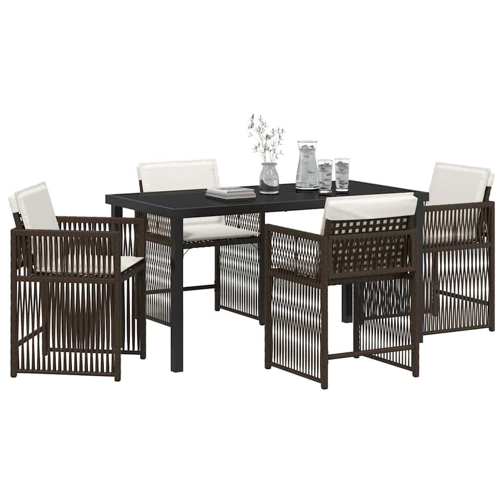 Ensemble de salle à manger pour jardin 5 pcs Marron polyrotin - XIOS