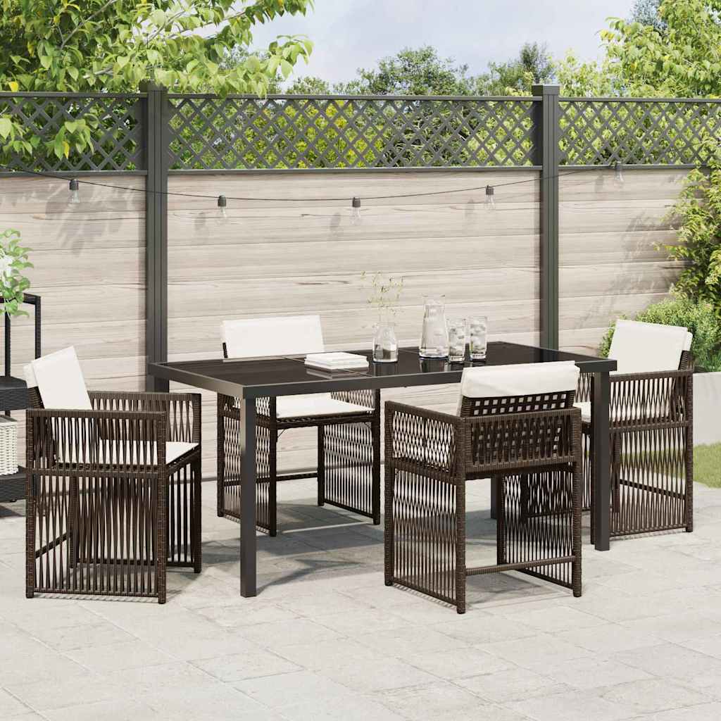 Ensemble de salle à manger pour jardin 5 pcs Marron polyrotin - XIOS
