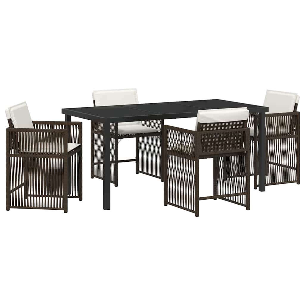 Ensemble de salle à manger pour jardin 5 pcs Marron polyrotin - XIOS