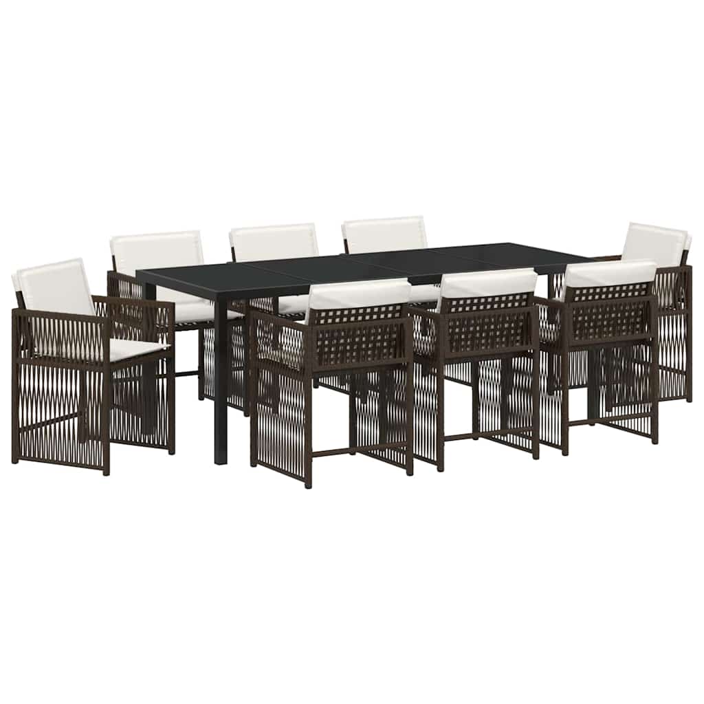 Ensemble de salle à manger pour jardin 9 pcs Marron polyrotin - XIOS