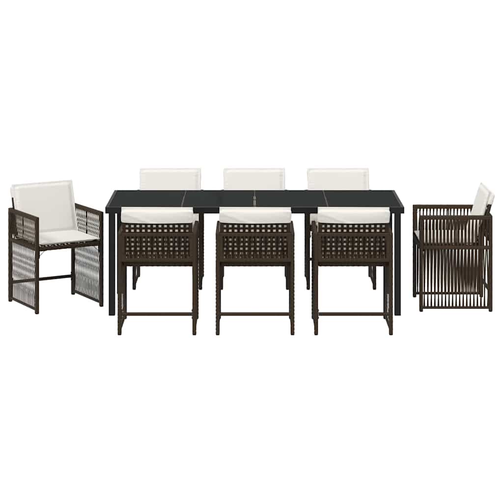 Ensemble de salle à manger pour jardin 9 pcs Marron polyrotin - XIOS