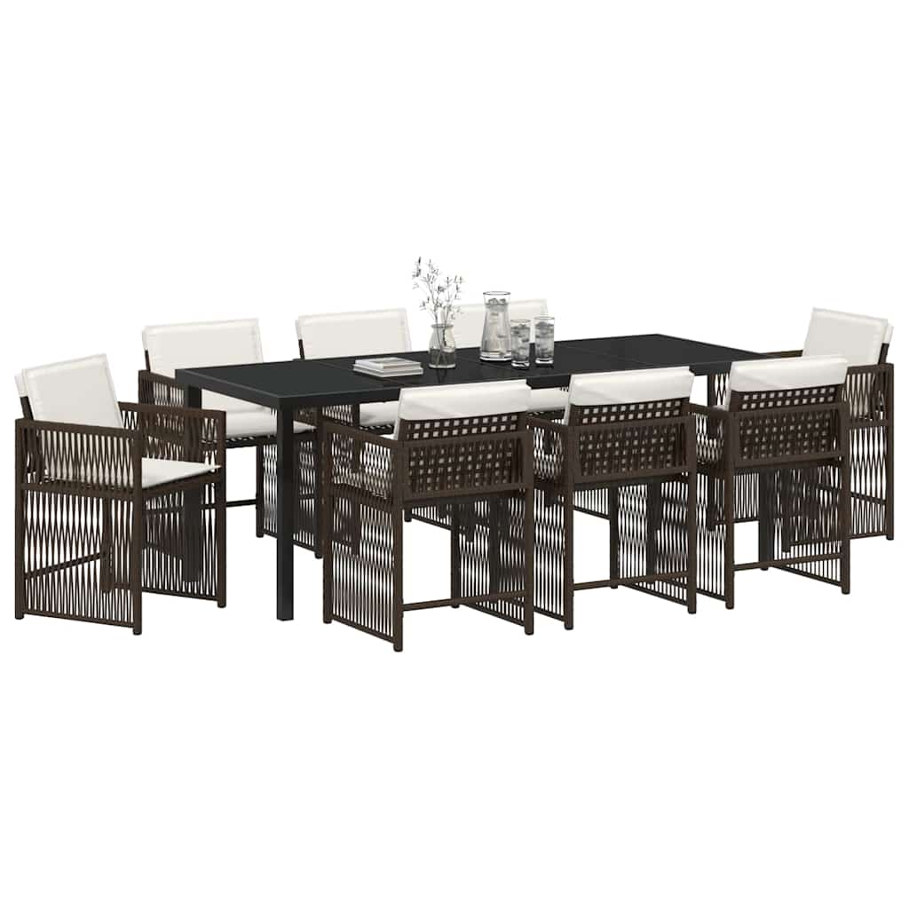 Ensemble de salle à manger pour jardin 9 pcs Marron polyrotin - XIOS