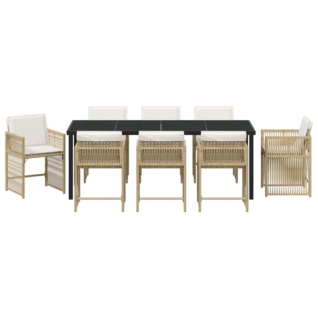 Ensemble de salle à manger pour jardin 9 pcs Beige polyrotin - XIOS
