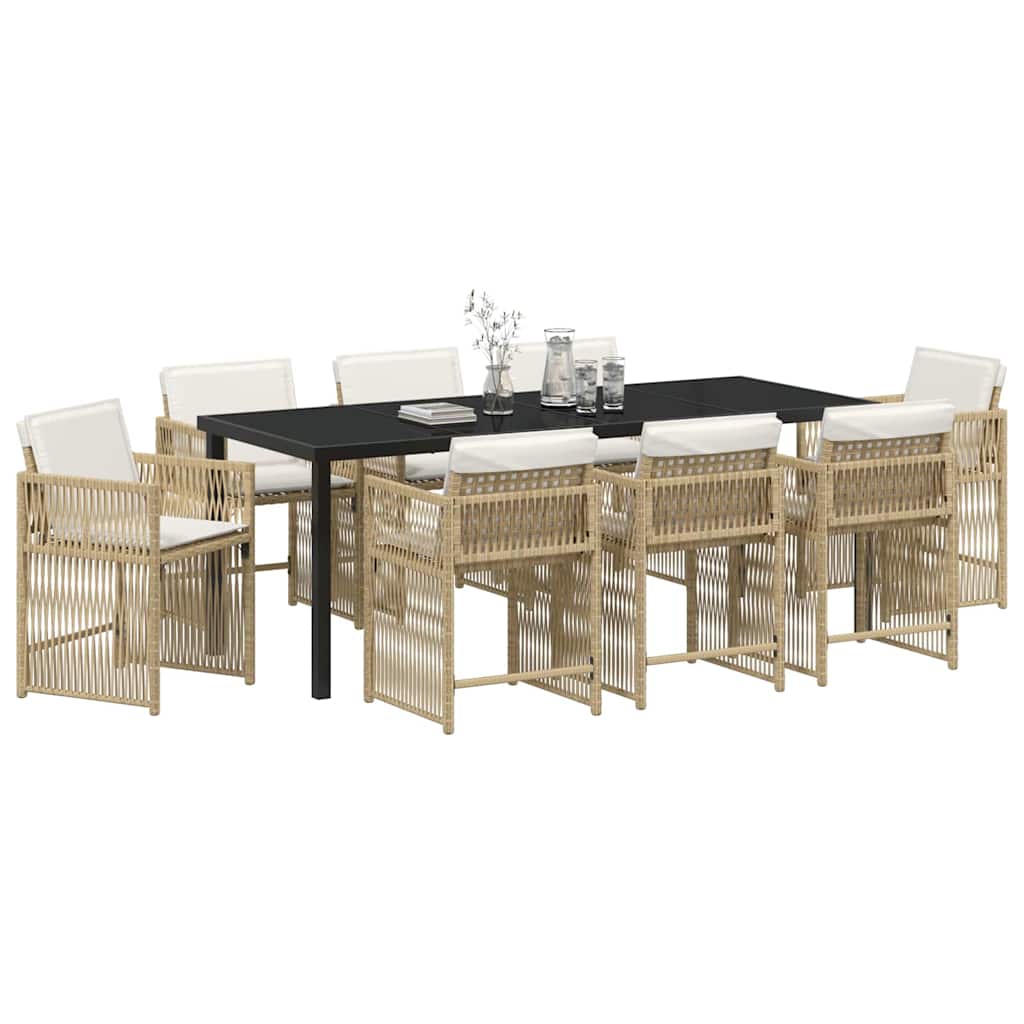 Ensemble de salle à manger pour jardin 9 pcs Beige polyrotin - XIOS